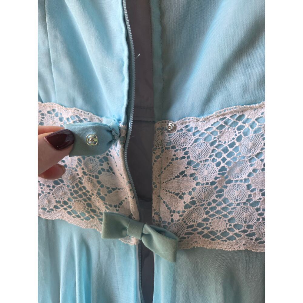 Vintage Lorrie Deb Dress Union Made In USA 1960's Womens Size 5/6 Robin Egg Blue - Picture 5 of 9